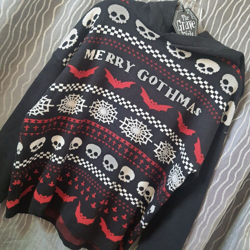 Grave Girls Merry Gothmas Christmas Sweater Halloween Sz XS Small New Dolls Kill